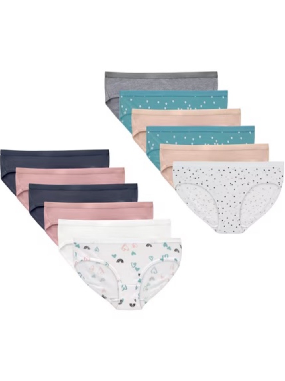 Hanes Girls' Hipster Underwear, Stretch Cotton Panties for Girls, Assorted, 12-P